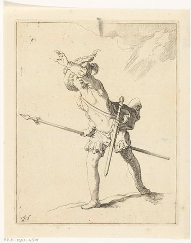 Fleeing soldier, Frederick Bloemaert, c. 1679 - c. 1701 Canvas Print