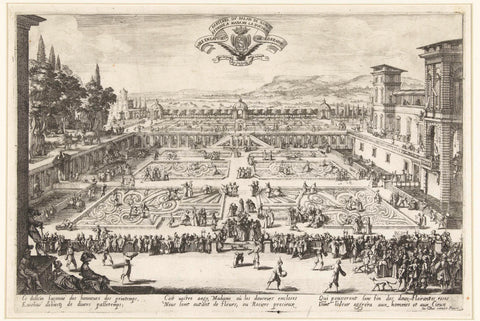 View of the gardens at the Ducal Palace at Nancy, Jacques Callot, 1625 Canvas Print