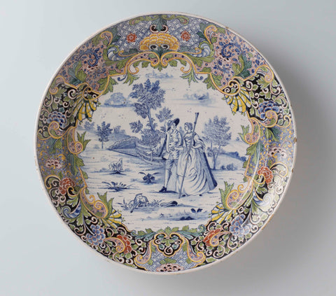 Dish, painted with a pastoral scene, anonymous, 1756 Canvas Print