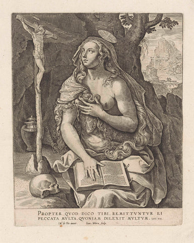 De boetvaardige Maria Magdalena, Johannes Wierix, 1559 - before 1600 Canvas Print