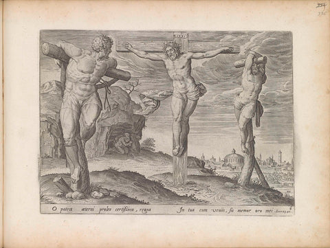 Christ on the cross between the two sinners, Hans Collaert (I), 1643 Canvas Print