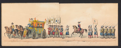 Historical parade by students of the Groningen University of Applied Sciences, 1850 (plate 4), Johannes Hermanus van de Weijer, 1850 Canvas Print