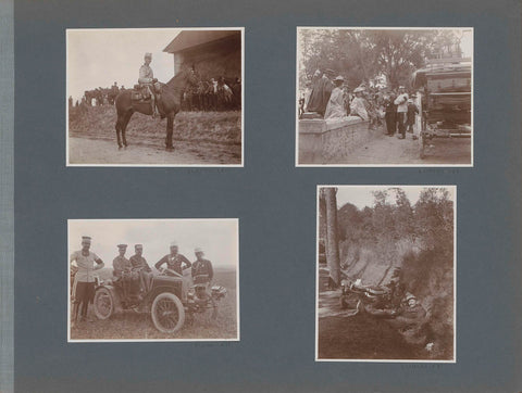 Soldiers at a car in a field in France, anonymous, 1902 Canvas Print