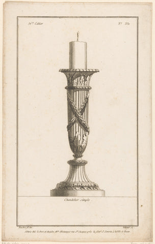 Candlestick with leaf motifs, Jean Pelletier, 1772 - 1779 Canvas Print