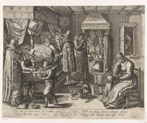 The Death of the Rich Man, Crispijn van de Passe (II), 1604 - in or before 1637 Canvas Print