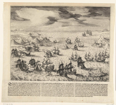 Naval battle between State and Spanish ships in the English Channel, 1605, anonymous, 1605 Canvas Print