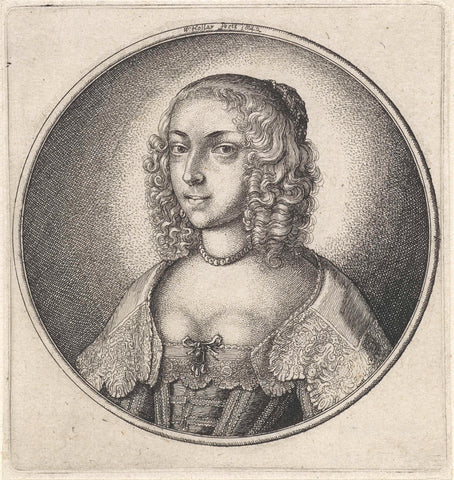 Woman with low cleavage and pearl necklace, Wenceslaus Hollar, 1642 Canvas Print