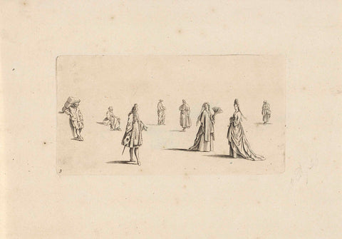 Study sheet with figures in different postures, anonymous, 1675 - 1711 Canvas Print