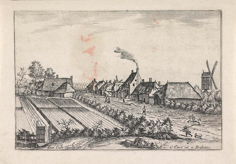 View of fields and houses along a country road, Johannes or Lucas van Doetechum, 1610 - before 1676 Canvas Print