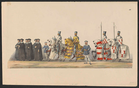 Costumed procession of 1841: knights on horseback (sheet III), anonymous, 1841 Canvas Print