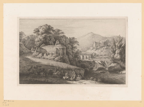 River landscape with church at Châtillon-d'Azergues, Jean Jacques de Boissieu, 1799 Canvas Print