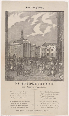 New Year's wish of the Amsterdam ash cartmen for the year 1862, Antonie Vink Tollenaar, 1862 - 1864 Canvas Print