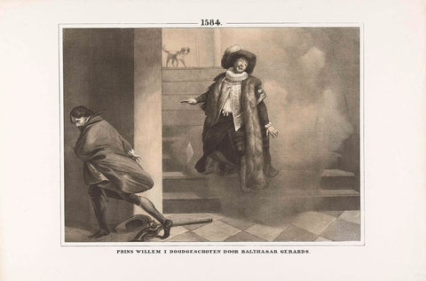 Murder of William of Orange, 1584, anonymous, 1853 - 1855 Canvas Print