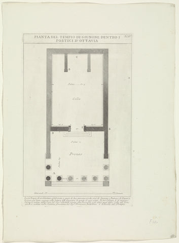 Map of the Temple of Juno Regina in Rome, Giovanni Battista Piranesi, in or before 1784 Canvas Print