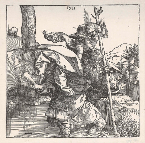 Saint Christopher Carrying the Christ Child, Albrecht Dürer, 1511 Canvas Print