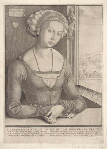 Portrait of a woman with braided updoing hair, Wenceslaus Hollar, 1646 Canvas Print