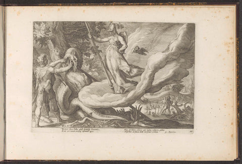 Cadmus sows the dragon's teeth, Hendrick Goltzius (workshop of), 1728 Canvas Print