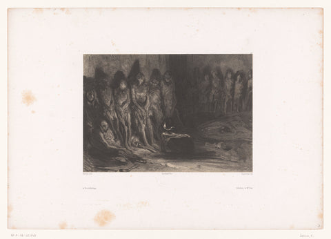 Corpses against the inner wall of the tower of a prison, Eugène Leroux, 1850 Canvas Print