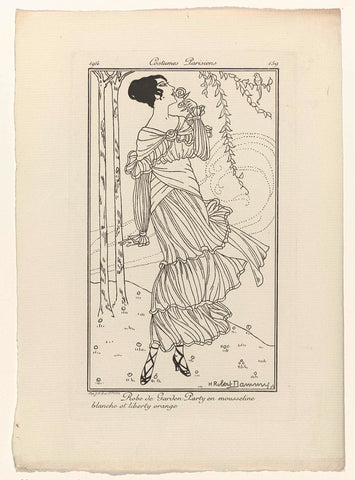 Journal des Dames et des Modes, Costumes Parisiens, 1914, No. 159 : Robe de Garden Party (...), H. Robert Dammy, 1914 Canvas Print