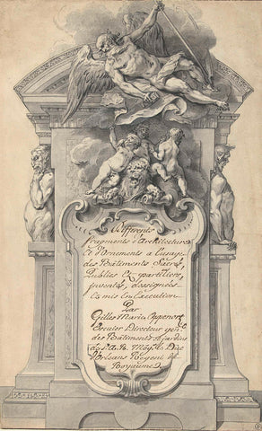 Design for a title page with de Tijd boven een cartouche, Gilles Marie Oppenort, c. 1740 Canvas Print