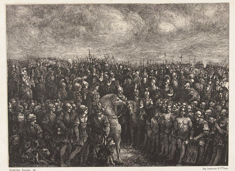 Julius Caesar with the Roman Army and Prisoners, Rodolphe Bresdin, 1878 Canvas Print