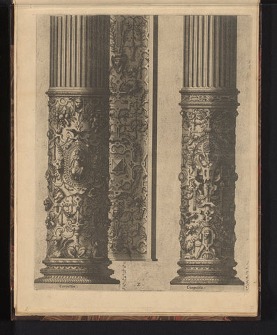 Two 'columnae caelatae', in the Composite and Corinthian Order, John or Lucas of Diy, 1565 Canvas Print