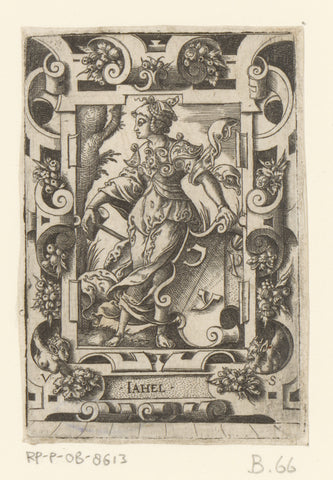 Jaël with coat of arms in rolling frame, Virgil Solis, 1524 - 1562 Canvas Print