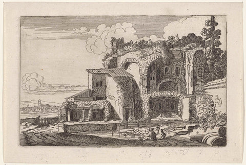 Fishermen at a Romanesque ruin in a landscape, Jan van de Velde (II), 1616 Canvas Print