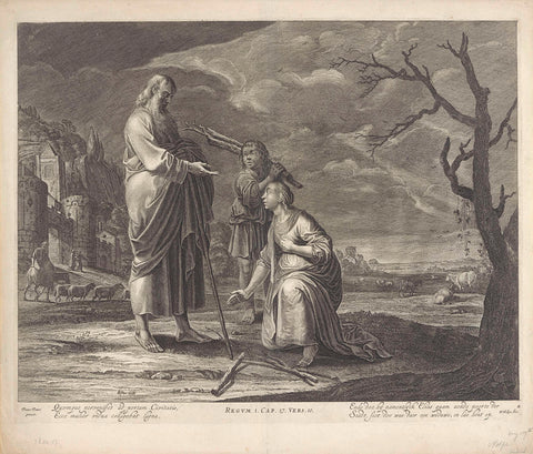 Elijah and the Widow of Zarephath, Pieter Nolpe, 1623 - 1653 Canvas Print