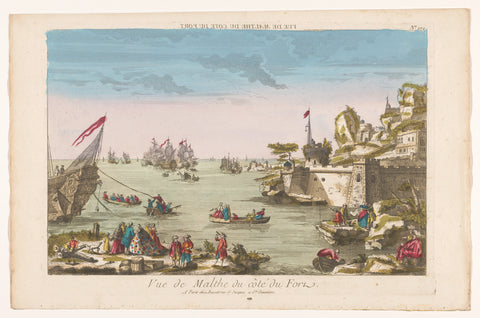 View of a Coast with a Fort at Malta, Basset, 1700 - 1799 Canvas Print