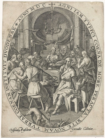 Last Supper, Crispijn van de Passe (I), 1600 Canvas Print