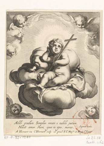 Christuskind in de wolken, Cornelis Bloemaert (II), c. 1630 - c. 1633 Canvas Print