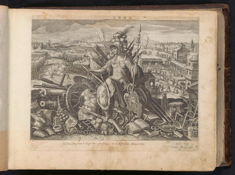 Minerva as patroness of the martial arts, anonymous, Johann Sadeler (I), 1597 - 1646 Canvas Print