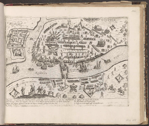 Army camp of Spinola for Ruhrort, 1605, Frans Hogenberg (workshop or), 1605 - 1607 Canvas Print