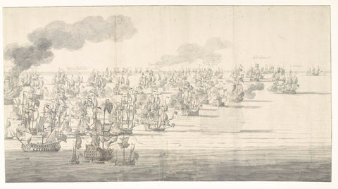 The Battle of Solebay, 7 June 1672, just after two o'clock in the afternoon, seen from the northwest: right part, Willem van de Velde (I), 1673 Canvas Print