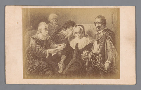 Photo reproduction of an engraving after a painting by Jozef Israëls by Van Oldenbarnevelt's widow and children who read his farewell letter on 13 May 1619, anonymous, 1850 - 1900 Canvas Print