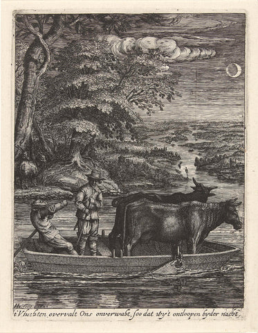 Crossing by moonlight, Hendrick Hondius (I), 1644 Canvas Print