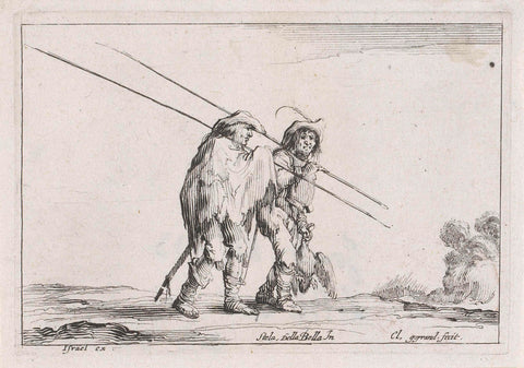 Two Lance Bearers, Stefano della Bella, 1642 Canvas Print