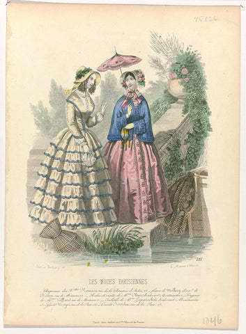 Les Modes Parisiennes, 1846, No. 181 : Chapeaux des D.elles Romain (...), Montaut d'Oleron. Gabriel Xavier, 1846 Canvas Print