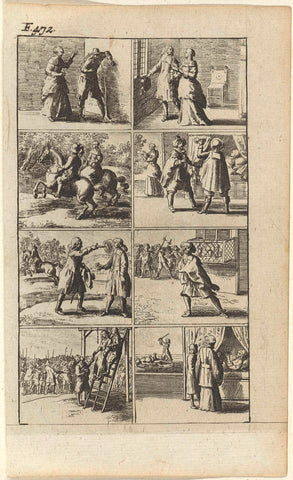 Story with depictions of murder and death penalty (F. 472.), Abraham Dircksz. Santvoort, 1667 Canvas Print