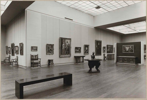 Room 212A with paintings, armchairs, a table with statue and a passage, c. 1973 - c. 1974 Canvas Print