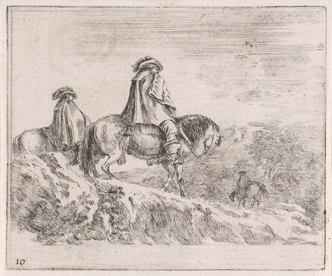 Three horse riders, Stefano della Bella, 1632 - 1664 Canvas Print