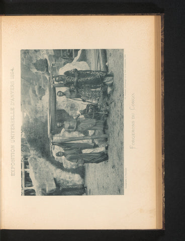 Five blacksmiths in a reconstructed Congolese village at the Antwerp World's Fair in 1894, Charles Bernhoeft, 1894 Canvas Print