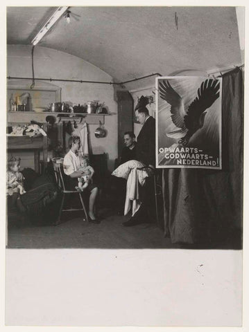 Family with children in temporary accommodation in a bunker, Associated Correspondents, 1945 - 1946 Canvas Print