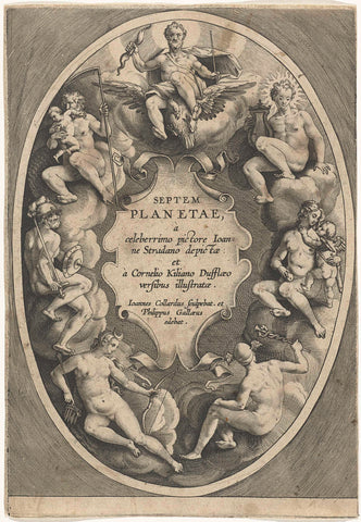 Title print of a series about the seven planets, Jan Collaert (II), after 1585 - 1628 Canvas Print