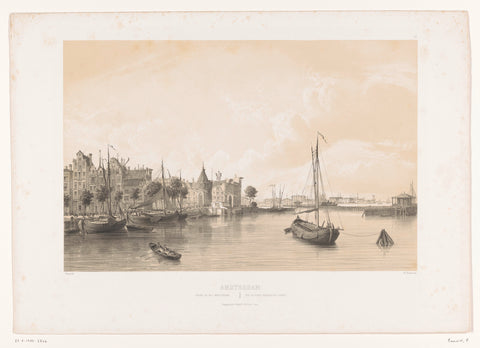 View of the Westerdok in Amsterdam, Philippe Benoist, 1851 Canvas Print