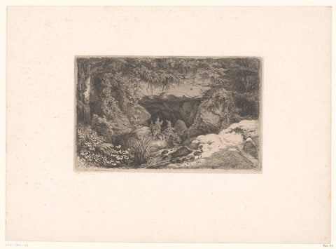 Cave with water source, Eugène Bléry, 1850 Canvas Print