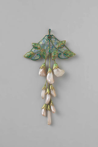 Pendant in the form of a branch of blue rain, Georges Fouquet, c. 1908 - c. 1910 Canvas Print