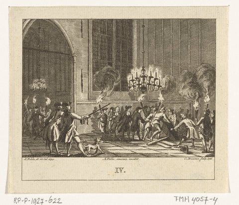 Funeral of Daniël Raap at night in Oude Kerk in Amsterdam in 1754, Cornelis Brouwer, 1786 Canvas Print