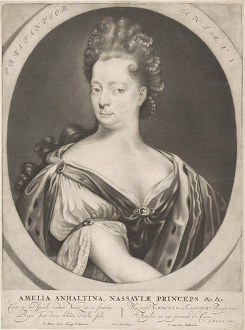 Portrait of Henriëtte Amalia van Anhalt-Dessau, Petrus Aeneae, 1683 - 1699 Canvas Print